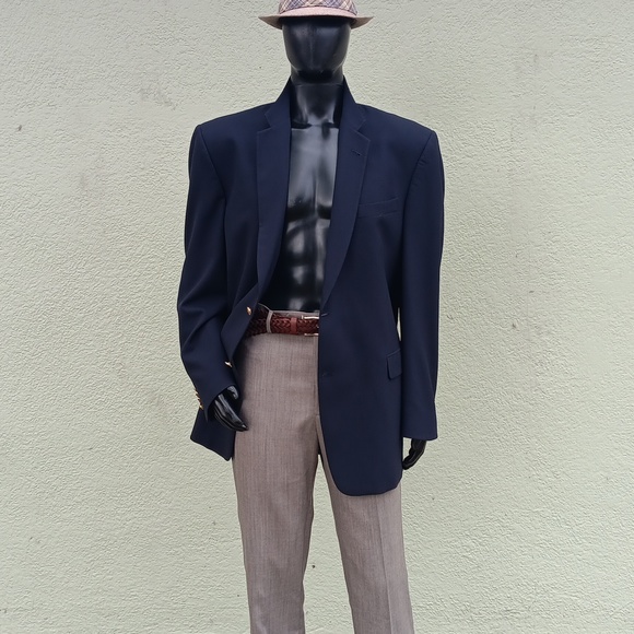 AUSTIN REED LONDON ENGLAND MEN'S VINTAGE BLUE GOLD BUTTON CLASSIC BLAZER